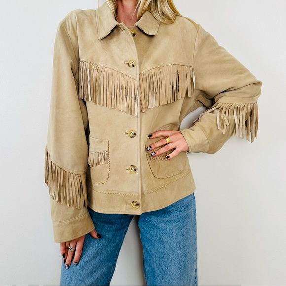New Ralph Lauren Fringe Trim Suede Goat Leather Western Jacket MSRP $705 2X - Picture 2 of 16